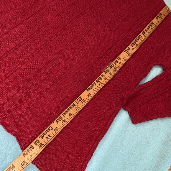 ABSOLUTELY COTTON knit sweater oversized long sleeve crewneck burgundy size M - Picture 6 of 9